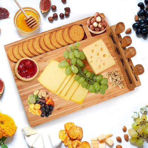 Premium Bamboo Charcuterie & Cheese Board – Snack & Wine Party Tray