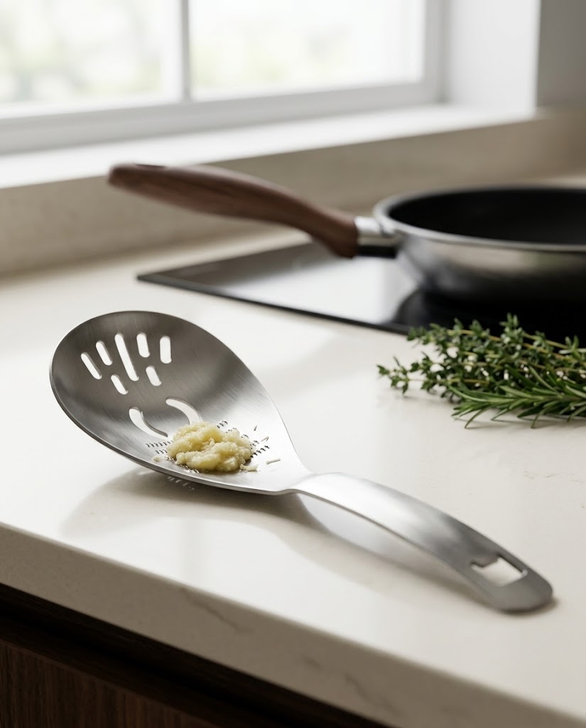 Stainless Steel Food Garlic Masher Spoon Kitchen Gadget