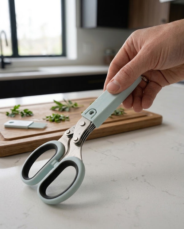 Multifunctional Muti-Layers Stainless Steel Knives Multi-Layers Kitchen Scissors Scallion Cutter Herb Laver Spices Cook Tool Cut