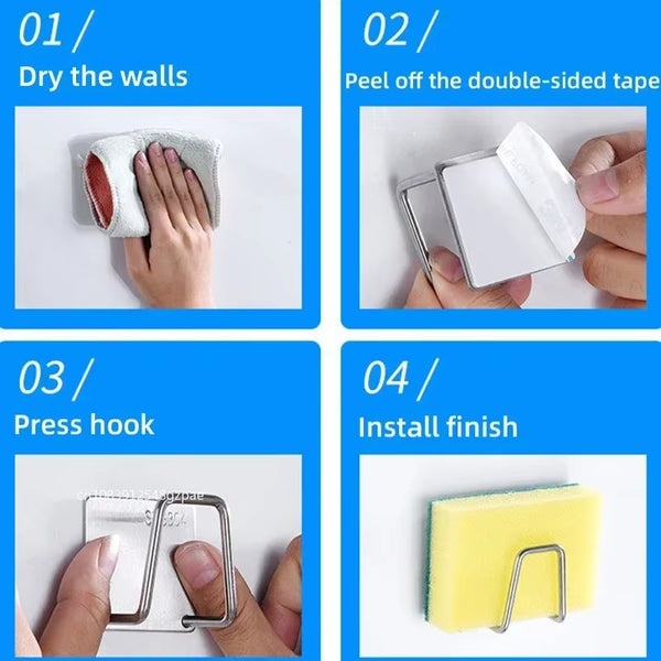 1/3/6Pcs Stainless Steel Sink Sponge Rack for Sponge Steel Wire Ball Draining Paste the Inner Wall of the Sink Kitchen Supplies