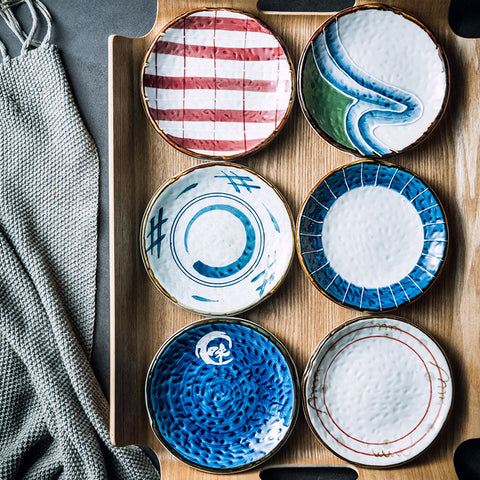 Japanese Style Hand-Painted Ceramic Sushi & Dessert Plate – Artisan Tableware Collection