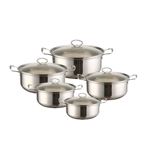 Wudy 10-Piece Stainless Steel Stockpot Set | Cookware with Glass Lids