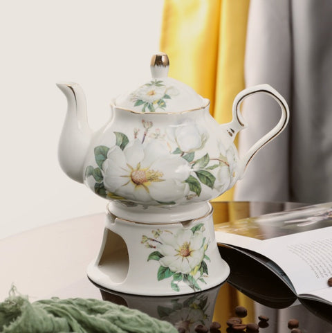 White Floral Bone China Tea Cup Set