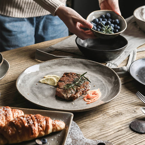 Luxury Porcelain Dinner Plate – Stone Grey Design