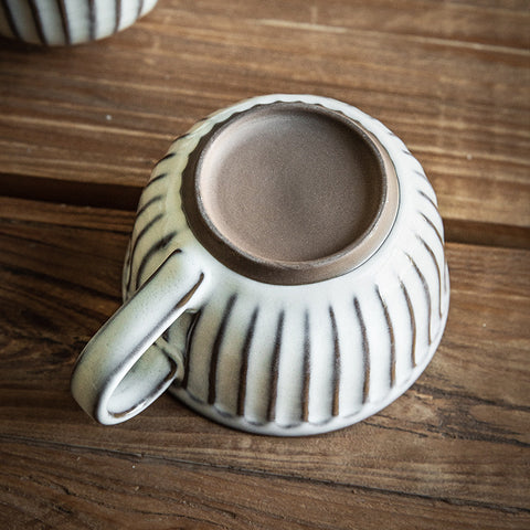 Embossed White Porcelain Breakfast Cup