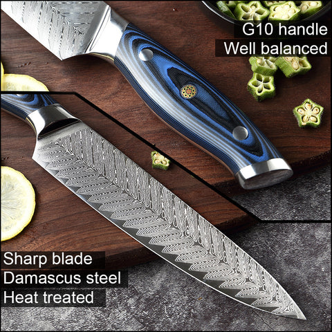 4-Piece Damascus Knife Set – Stainless Steel, G10 Handle, Ultra Sharp