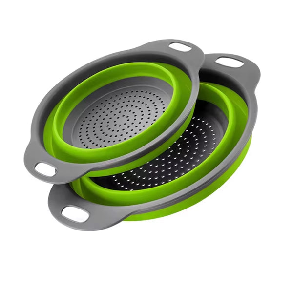Silicone Folding Drain Basket Fruit Vegetable Washing Basket Foldable Strainer Colander Collapsible Drainer Kitchen Storage Tool