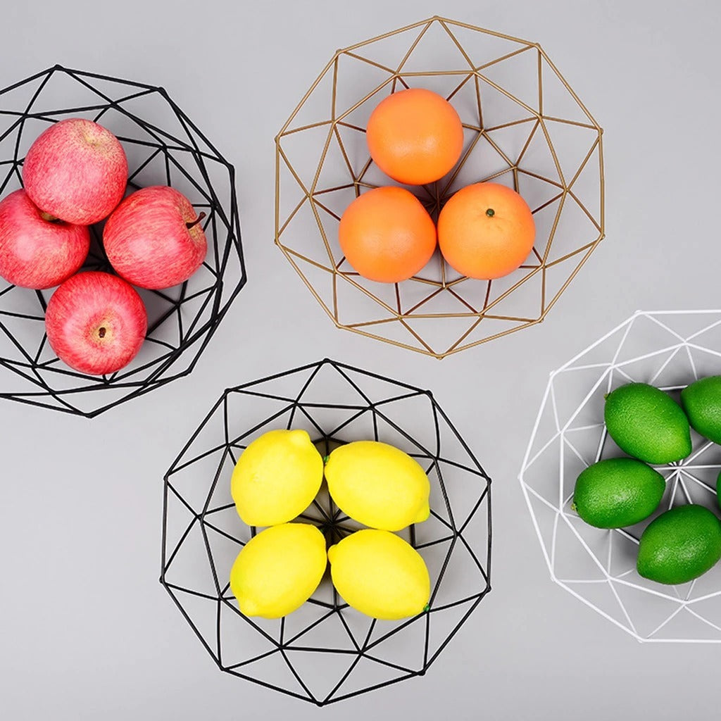 Geometric Metal Fruit Bowl