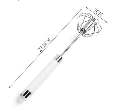 Semi-Automatic Stainless Steel Egg Beater — Manual Rotating Pressure Whisk