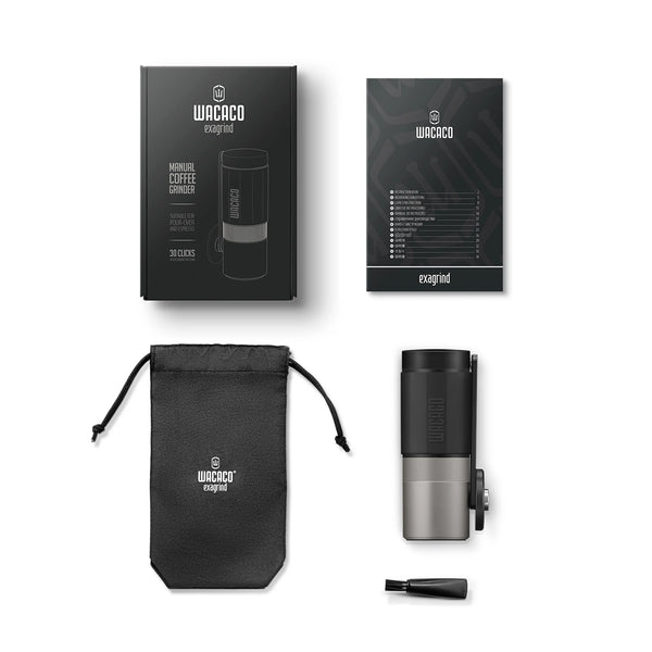 Exagrind, Portable Manual Coffee Grinder with Stainless Steel Conical Burr, Mini Grinder