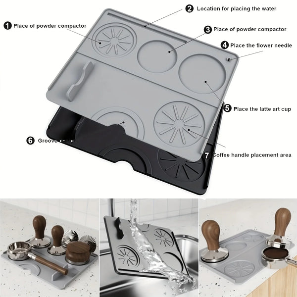 Silicone Coffee Tamper Mat Espresso Tamping Mat Waterproof Food-Grade Coffee Tamping Pad Heat Resistant Tamp Station for Barista