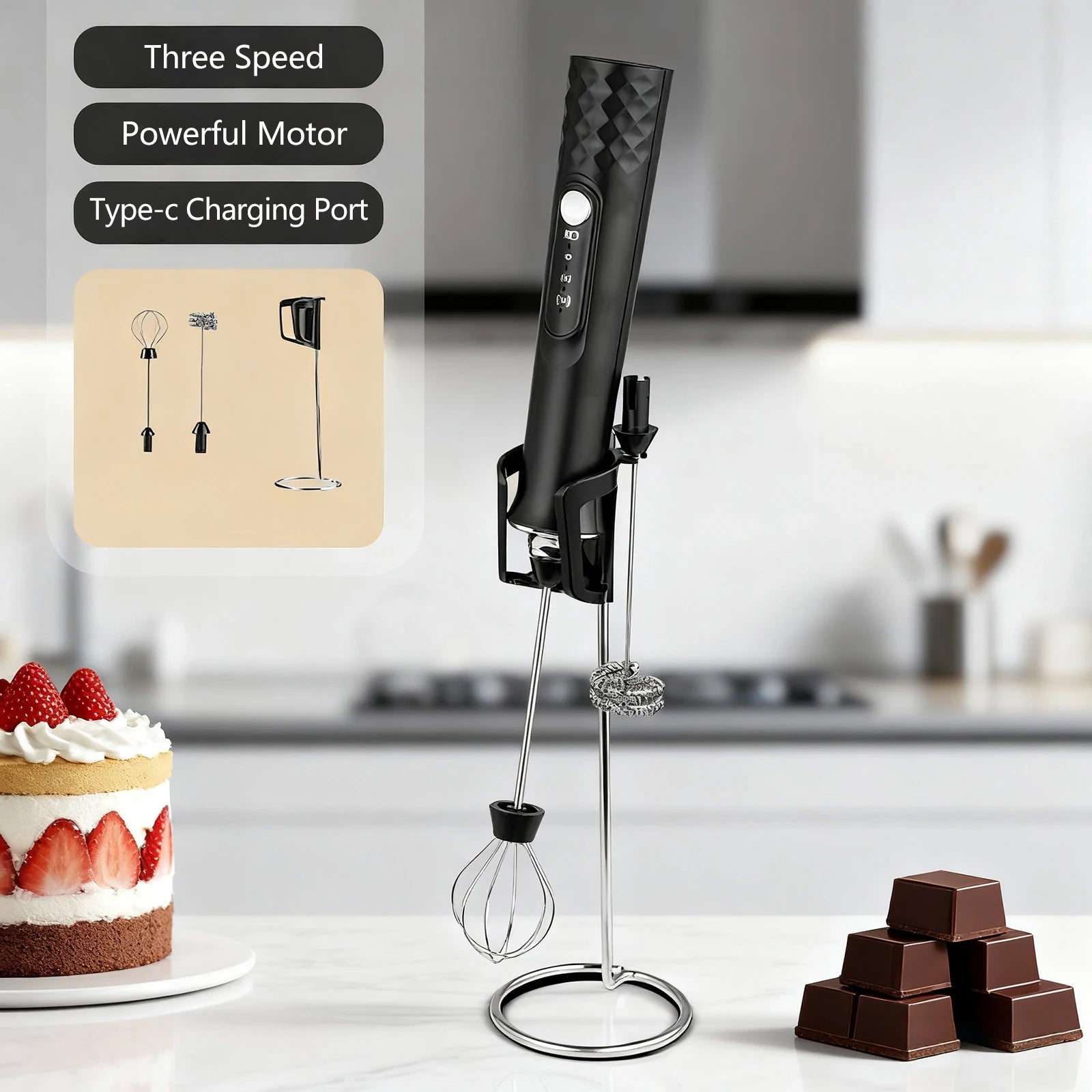 Milk Frother Wand Rechargeable