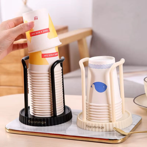 Household Disposable Cup Holder Luxury Storage Organizer Water Tea Cups Dispenser Rack Shelf with Longer Stick Mug Display Stand