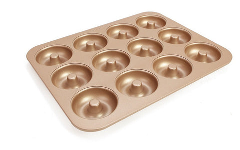 12-Cup Non-Stick Donut Cake Pan – Heavy Steel Baking Tray