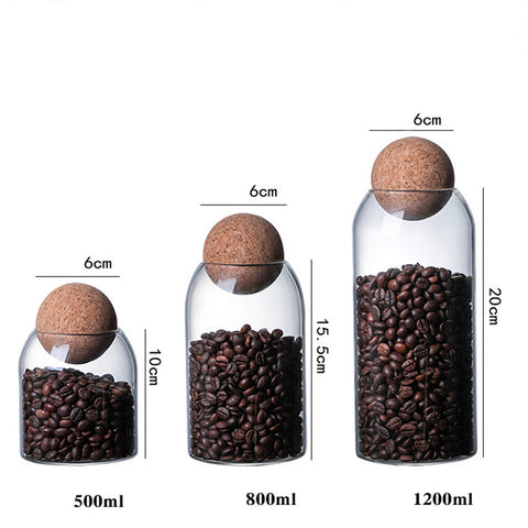 3-Piece Glass Storage Jar Set with Cork Lid