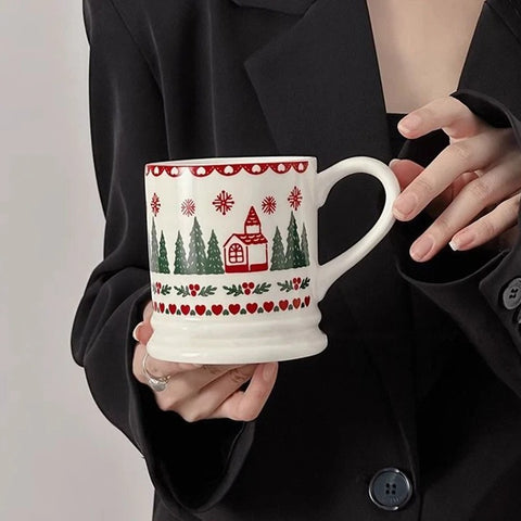 Christmas Cartoon Graffiti Ceramic Coffee Cup