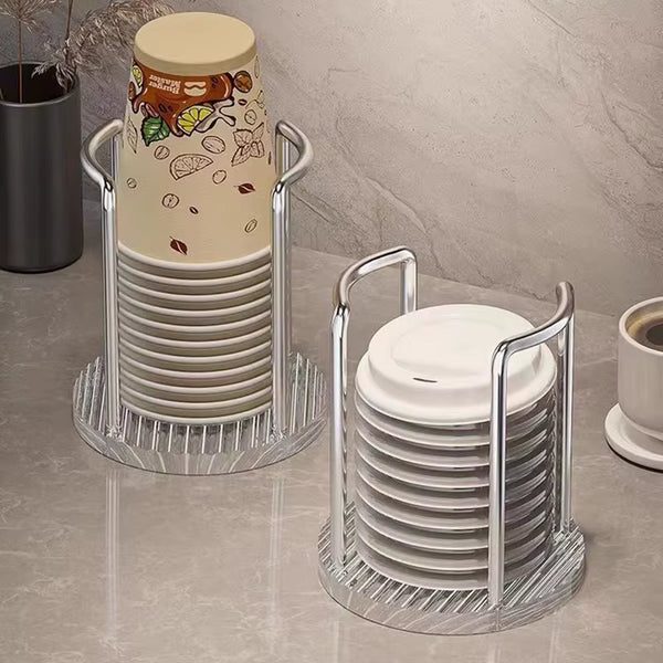 Household Disposable Cup Holder Luxury Storage Organizer Water Tea Cups Dispenser Rack Shelf with Longer Stick Mug Display Stand