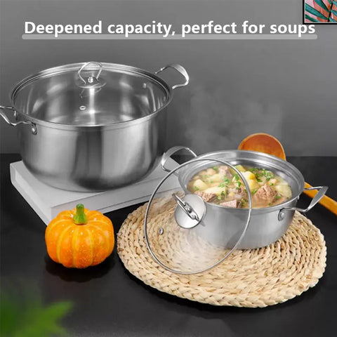 Premium Stainless Steel 5-Piece Cooking Pot Set with Glass Lids