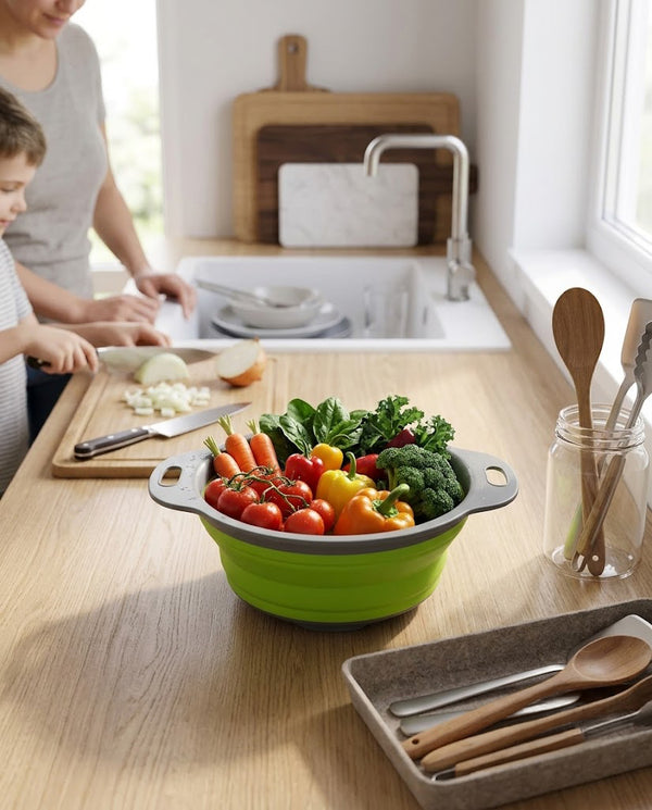Silicone Collapsible Produce Basket — Green / Red — Wudy Kitchen, image 5