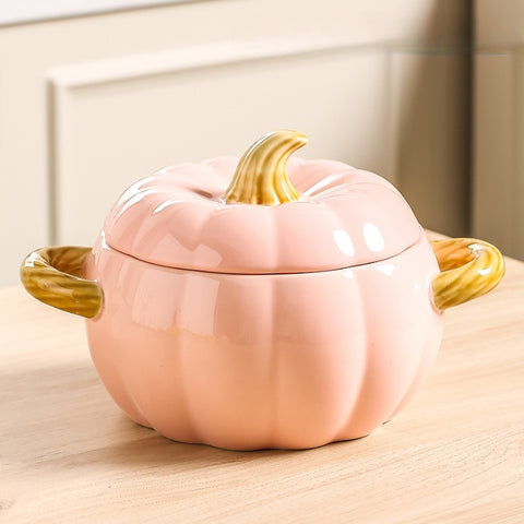 Pumpkin Ceramic Soup Bowl with Lid