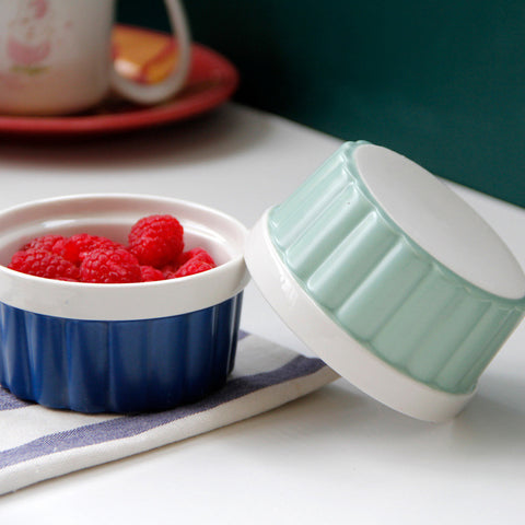 250ml Ribbed Ceramic Ramekin Bowl