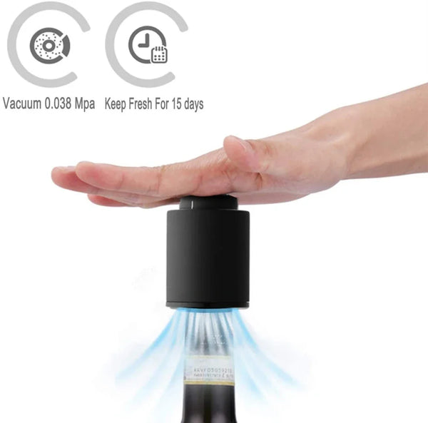 Vacuum Wine Bottle Cap Stopper Sealed Storage Vacuum Memory Wine Stopper Push Style Bar Tools Barware Wine Cork Black