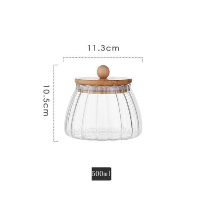 Wudy Ribbed Glass Jar | Elegant Airtight Storage