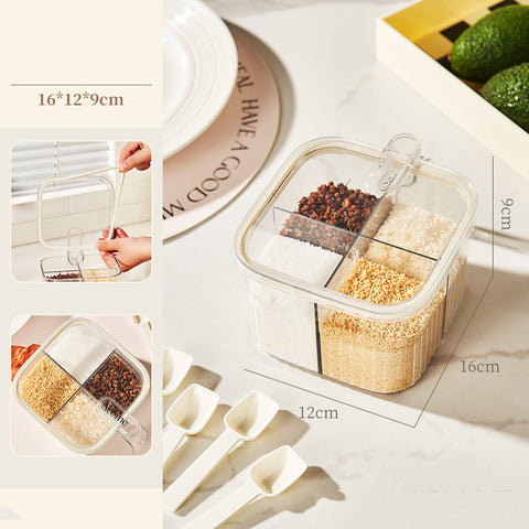 360° Rotating Multifunctional Kitchen Storage Organizer with 4-Compartment Spice Box