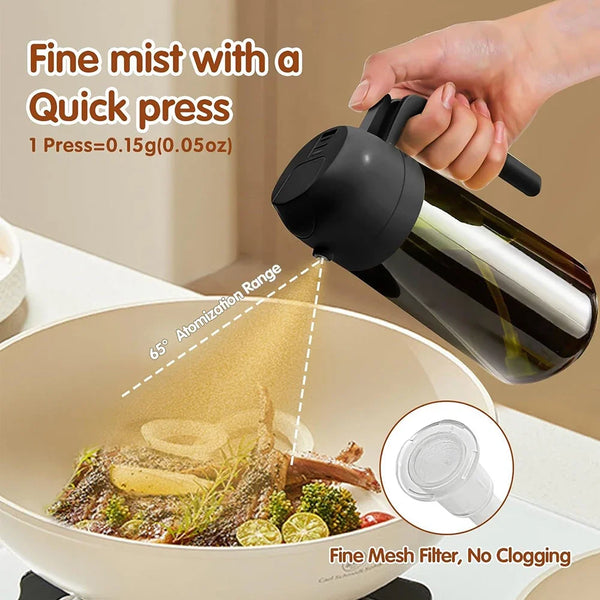 470Ml/16Oz Light-Blocking Dark Oil Sprayer for Cooking 2 in 1 Olive Oil Dispenser Bottle for Kitchen Dark Green Glass Oil Bottle