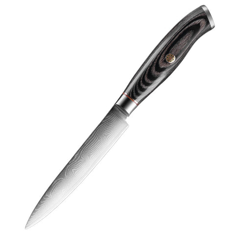 Damascus Steel Utility Knife – 12.3 cm Blade, 60±2 HRC (Patterned)