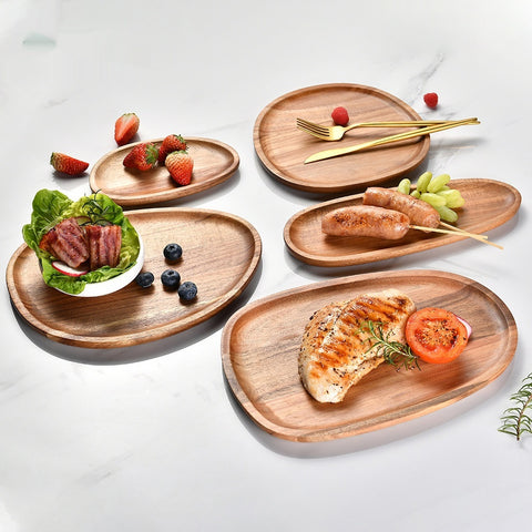 Handcrafted Wooden Serving Plate – Natural Acacia Wood Tableware (Multiple Sizes)