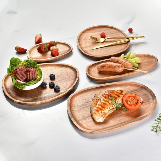 Handcrafted Wooden Serving Plate – Natural Acacia Wood Tableware (Multiple Sizes)