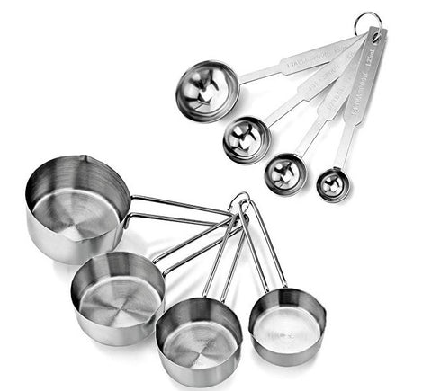 Stainless Steel Measuring Spoons & Cups Set (8 pcs)