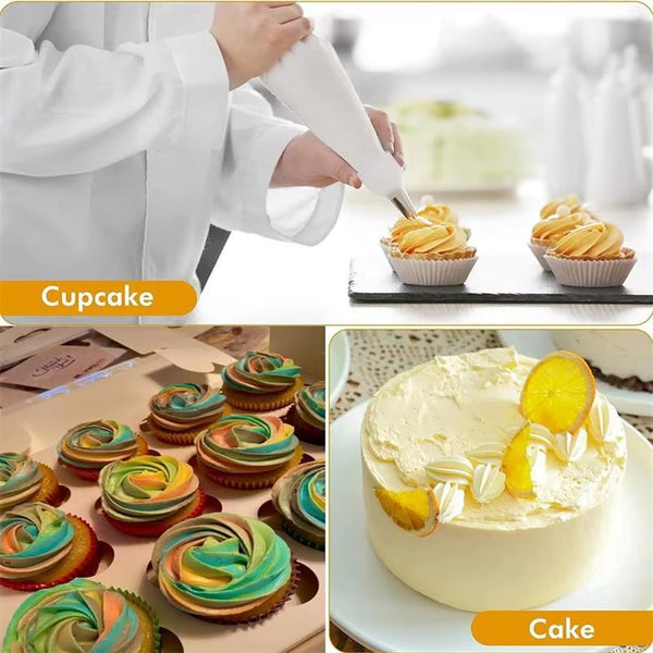 Silicone Piping Bags and Tips Set Cake DIY Decorating Kit with Stainless Steel Nozzle Reusable Silicone Pastry Baking Tool