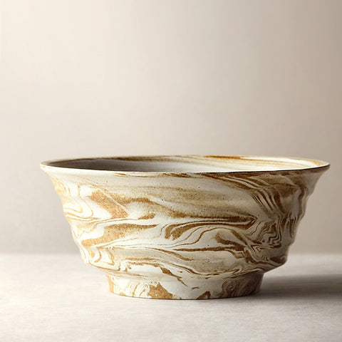 Handmade Pottery Bowl – Rustic Spiral Design