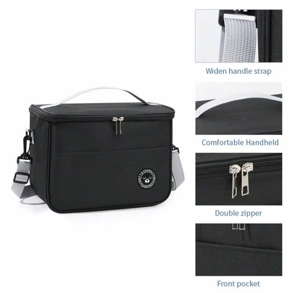Capacity Hand-Held with Shoulder Strap Insulated Bag, Lunch Box Bag, Student Thickened Waterproof Lunch Bag。-Zmt
