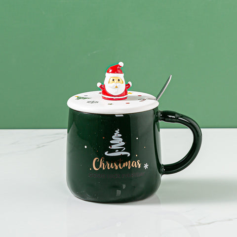 Christmas Ceramic Mug 500ml – Santa Lid & Spoon Holiday Gift Cup