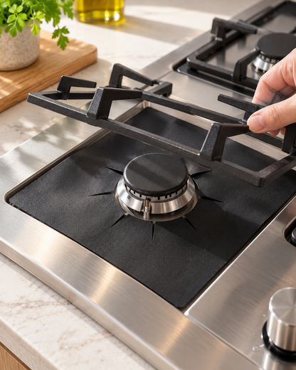 Reusable Gas Hob Burner Liners – Non-Stick, Cut-to-Fit (4 Pack)
