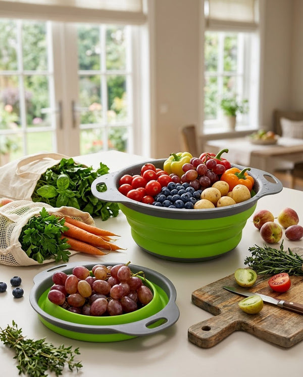 Silicone Collapsible Produce Basket — Green / Red — Wudy Kitchen, image 6