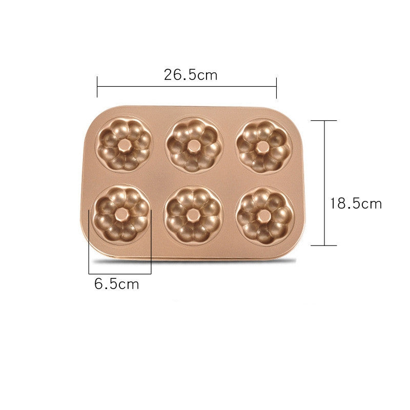 Wudy 6-Cavity Donut & Cake Mold | Non-Stick Carbon Steel Baking Pan
