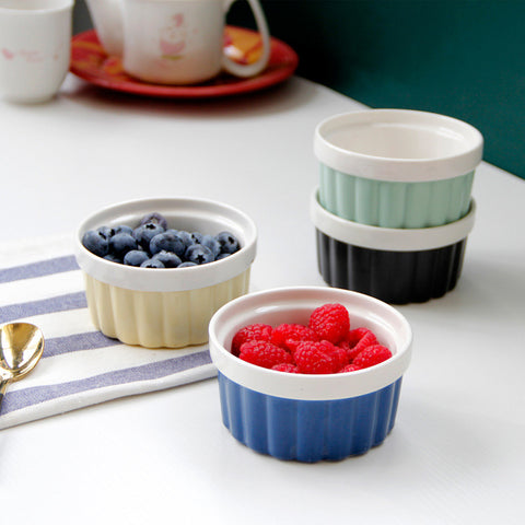 250ml Ribbed Ceramic Ramekin Bowl