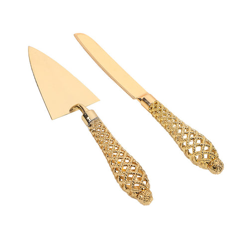 Gold Zinc Alloy Cake & Pizza Server Set – 2 Pieces