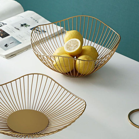 Lotus Leaf Metal Fruit Basket – Modern Decorative Table Bowl
