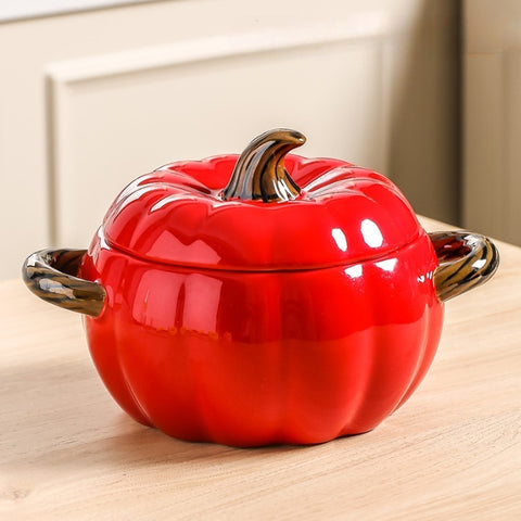 Pumpkin Ceramic Soup Bowl with Lid