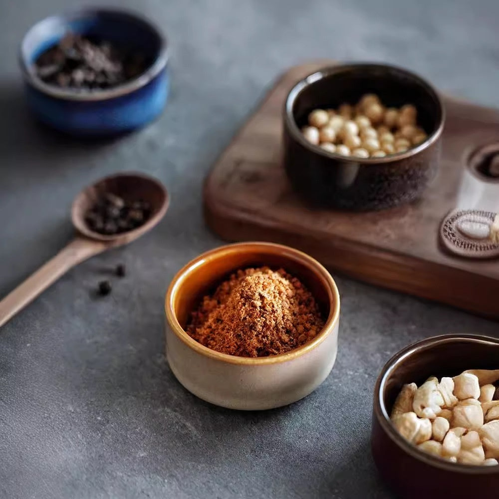 Underglaze Ceramic Seasoning Bowl – Handmade Mini Dipping Set