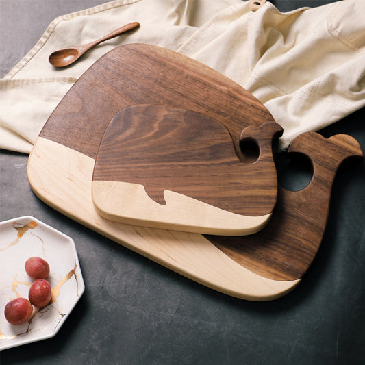 Wudy Walnut & Maple Cutting Board | Whale-Shaped Wood Decor