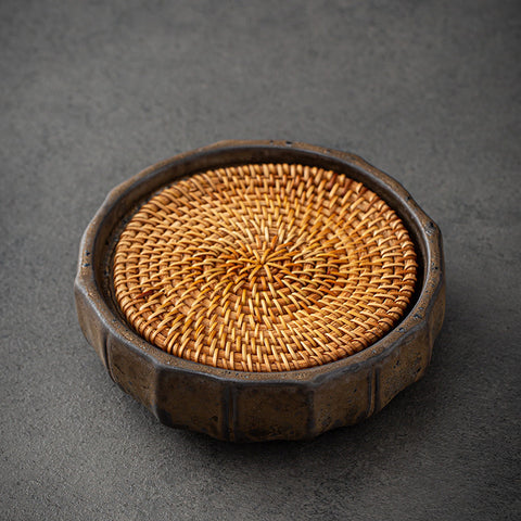 Handmade Ceramic Teapot & Coaster Set – Rustic Japanese Style