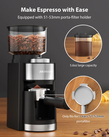 Burr Coffee Grinder,  Coffee Grinder with 25 Grind Setting, Electric 2-12-Cup Coffee Grinder