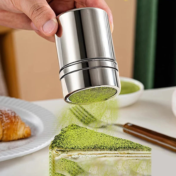 Duster with Cover Cocoa Powder Coffee Stainless Steel Duster Fine Mesh Bucket Seasoning Bottle Home Kitchen