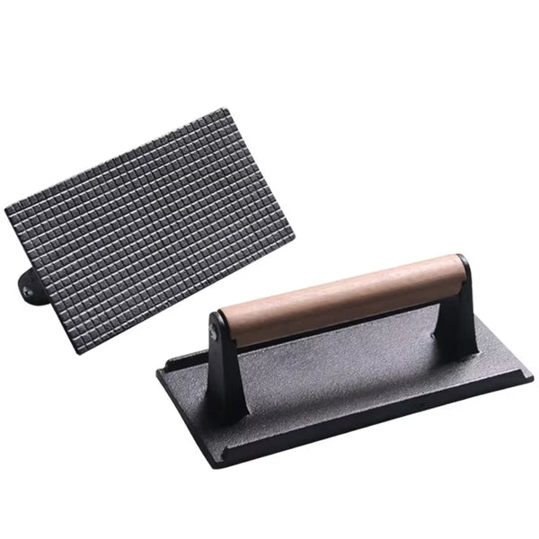 1Pc Cast Iron Rectangular Meat Press round Heavy-Duty Steak Burger Press Barbecue Press for Flat Top Grill Hamburger Grinder